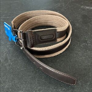 NEW Columbia Men’s Everyday Comfort Brown & Tan Leather & Canvas Belt 38